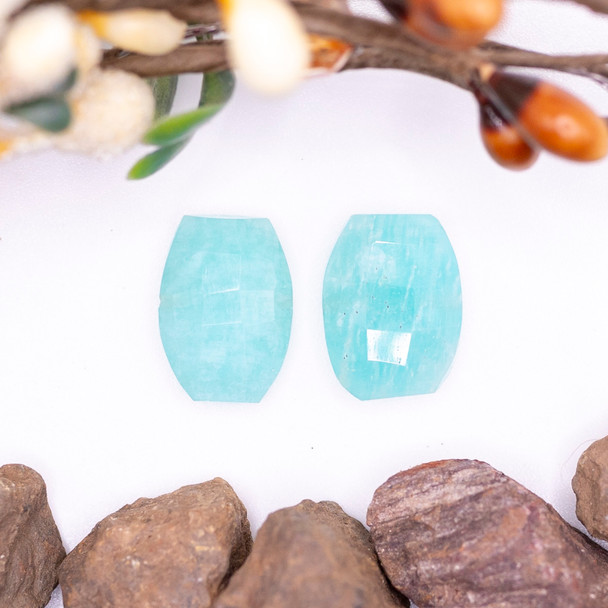 Amazonite Polished 10x14mm Faceted Rounded Rectangle