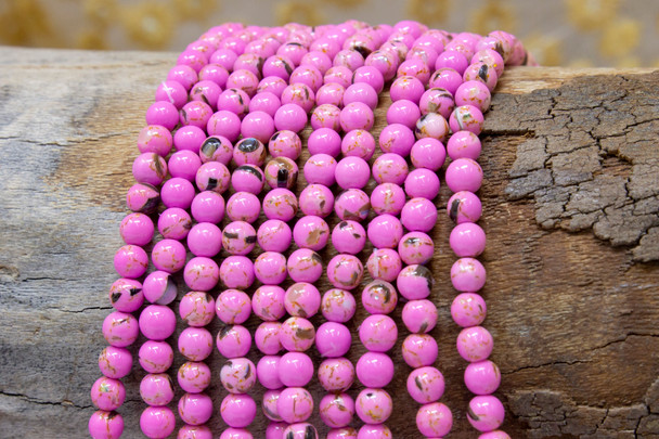 Reconstructed Manmade Turquoise & Shell 4mm Round - Lilac