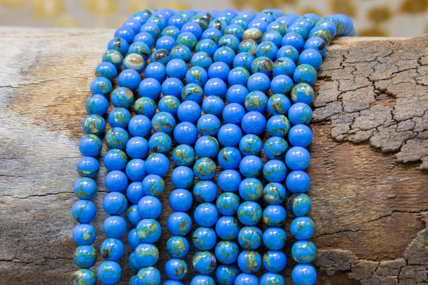 Reconstructed Manmade Turquoise & Shell 4mm Round - Sky Blue