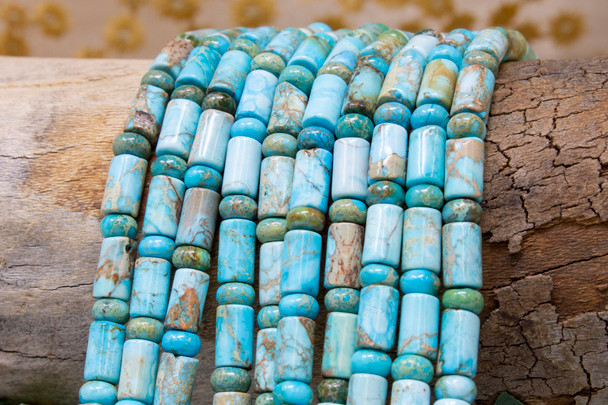 Aqua Terra Impression Jasper Polished 3x6mm Rondelle 6x10mm Tube