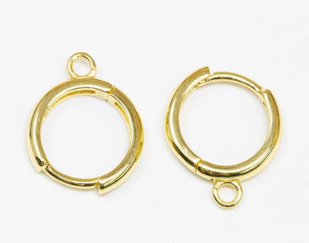 18K Gold Plated 13.5mm Hoop Earring with Ring - 1 Pair