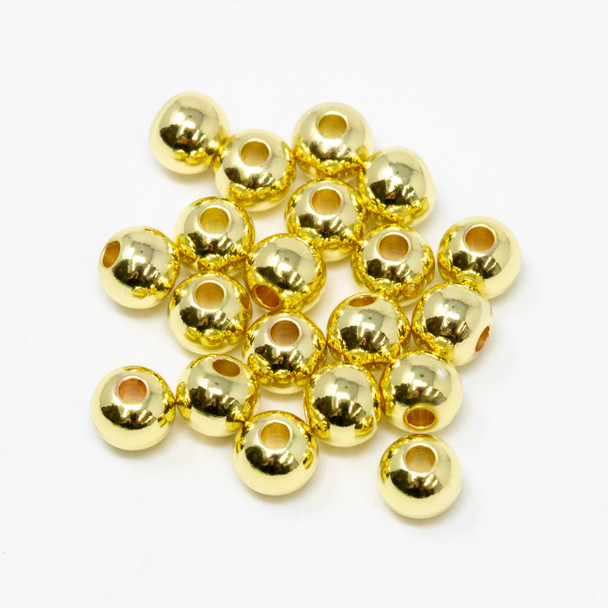14K Gold Plated 5mm Round Anti Tarnish Coating - 20 Beads