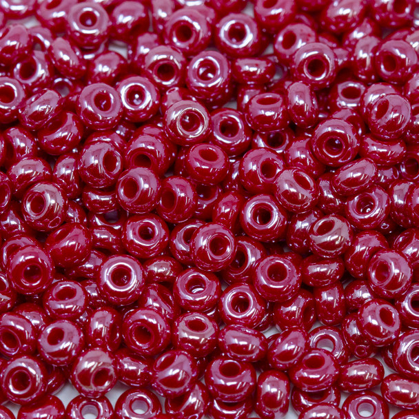 Size 6 Czech Seed Beads -- 677 Dark Red Luster
