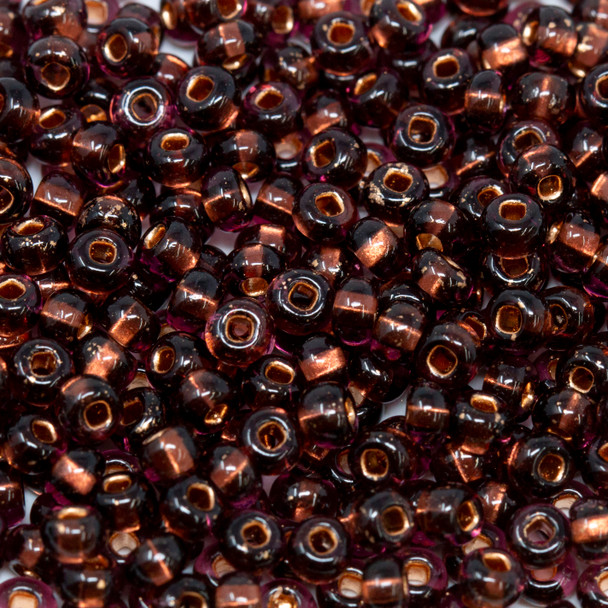 Size 6 Czech Seed Beads -- 1146 Amethyst / Copper Lined