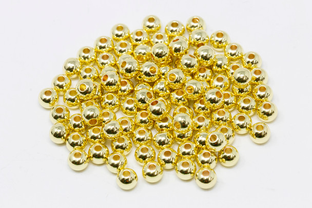 14K Gold Plated 5mm Round Anti Tarnish Coating - 100 Beads