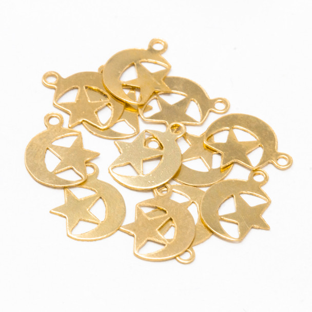 14K Gold Filled 11x8.5mm Moon & Star Charm