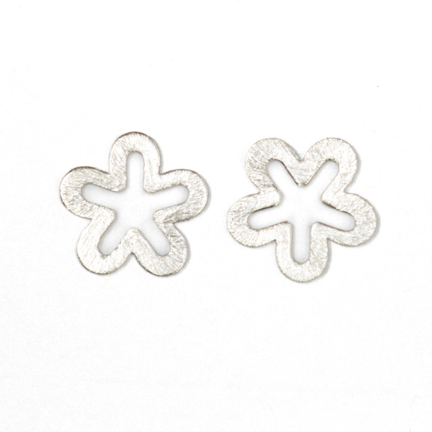 Light Silver Plated 14mm Open Flower Charm / Connector