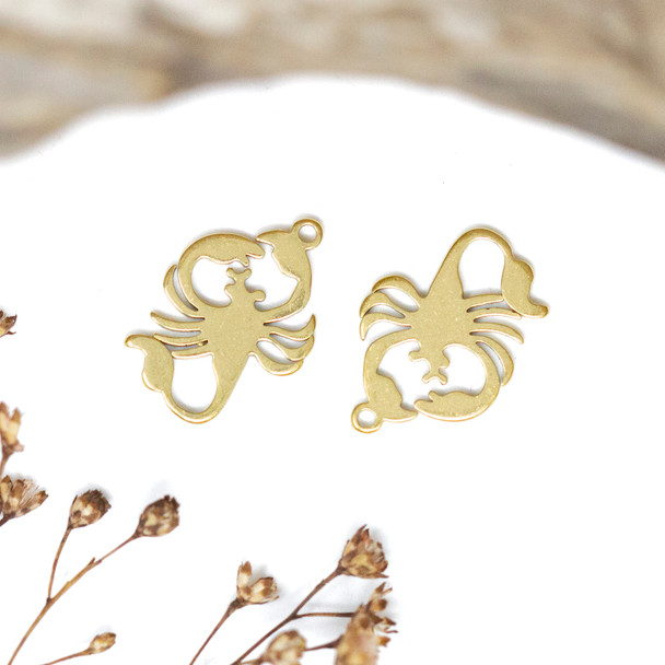 Gold Plated Stainless Steel 16x10mm Scorpion Charm