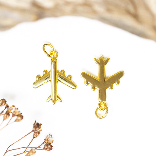 14K Gold Plated 18x15mm Airplane Charm