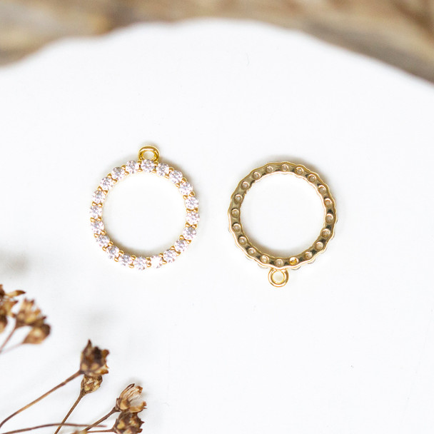 Gold Plated Micro Pave 11mm Ring Charm