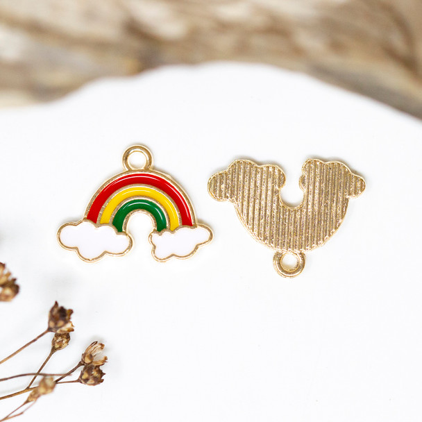 Silver Plated Enamel 14x18mm Rainbow Charm