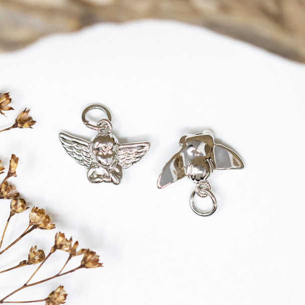 Platinum Plated 10x15mm Cherub Charm