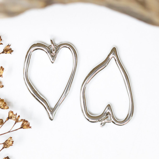 Platinum Plated 26x10mm Organic Heart Pendant