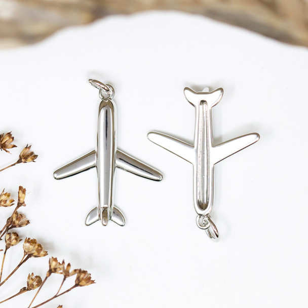 Platinum Plated 25x20mm Airplane Pendant