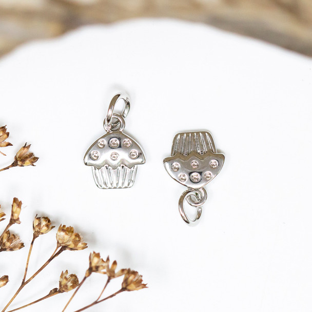 Platinum Plated 10x8mm Cupcake Charm