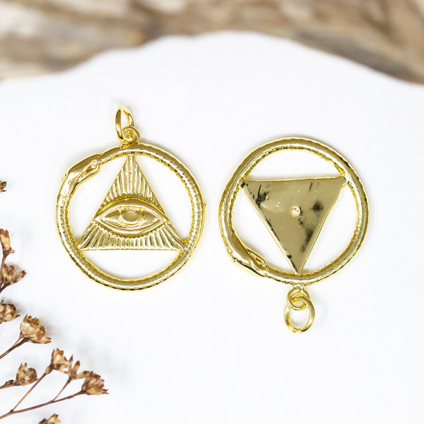 14K Gold Plated 20mm All Seeing Eye of Providence Pendant