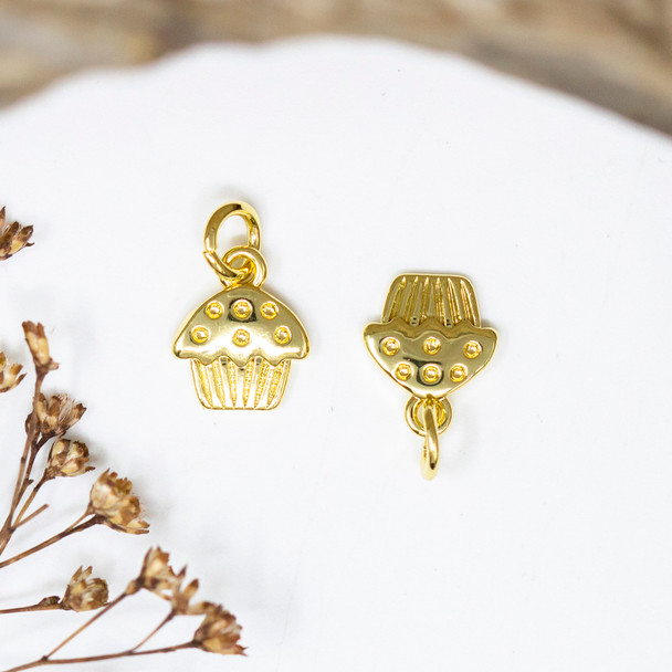 14K Gold Plated 10x8mm Cupcake Charm