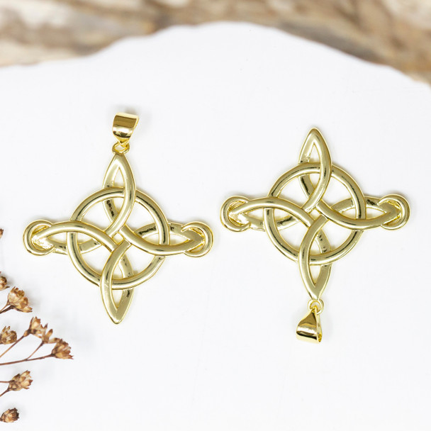 14K Gold Plated 30.5x34mm Celtic Cross Pendant
