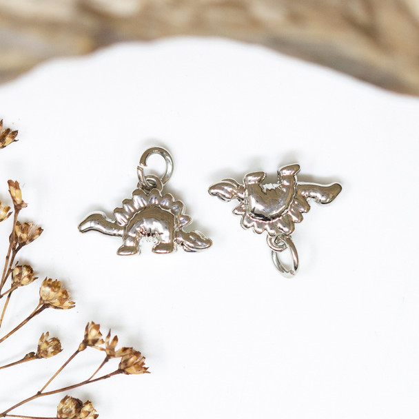 Platinum Plated 9.5x15.5mm Dinosaur Charm