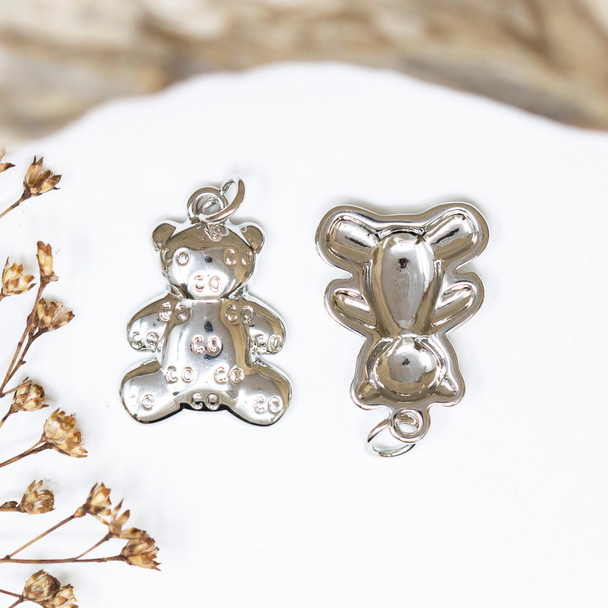 Platinum Plated 20x15mm Teddy Bear Charm