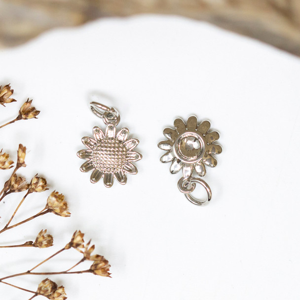 Rhodium Plated 10mm Sunflower Charm