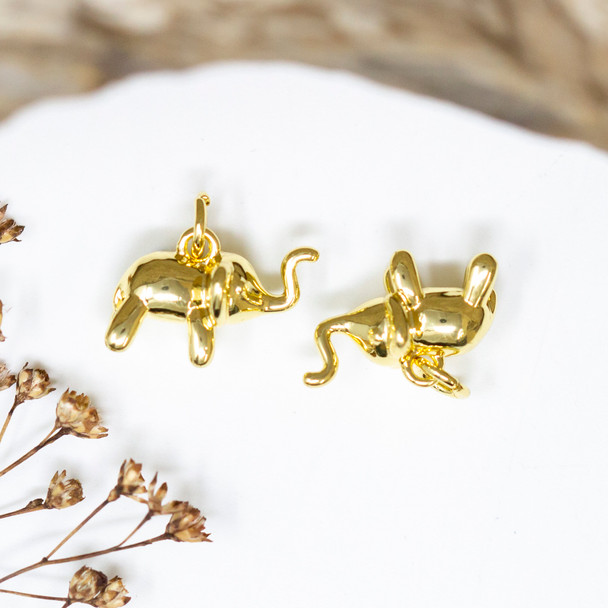 14K Gold Plated 10x15mm Elephant Charm