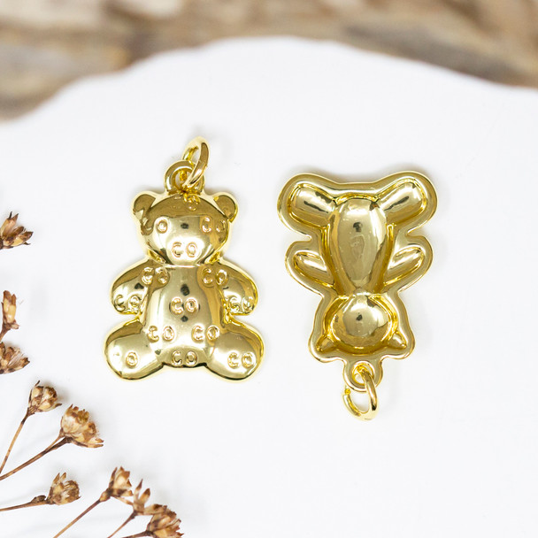 14K Gold Plated 20x15mm Teddy Bear Charm