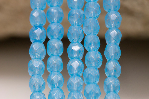 Fire Polish 3mm Faceted Round - Maya Blue