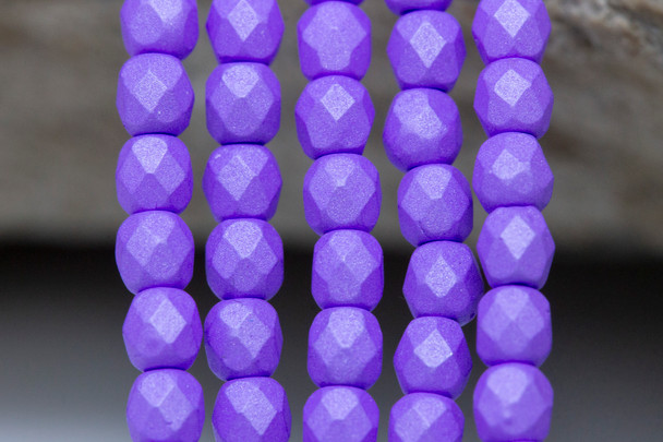 Fire Polish 3mm Faceted Round - Saturated Purple