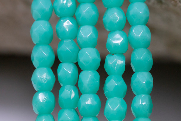 Fire Polish 3mm Faceted Round - Opaque Turquoise