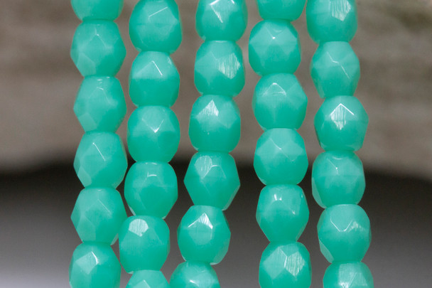 Fire Polish 3mm Faceted Round - Green Turquoise