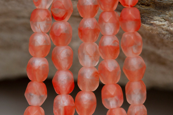 Fire Polish 4mm Faceted Round - Hurricane Glass Aloe Flower