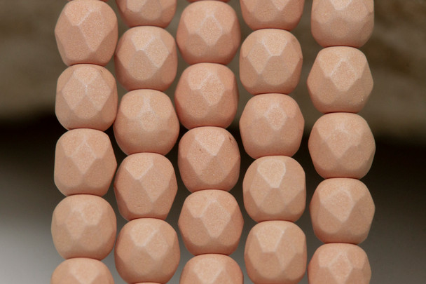 Fire Polish 4mm Faceted Round - Saturated Peach