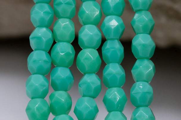 Fire Polish 4mm Faceted Round - Green Turquoise