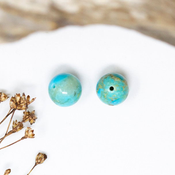 Kingman Turquoise Polished 8mm Round - Sold Individually