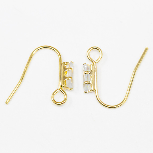 14K Gold Plated Micro Pave 16x13mm  Earring Hooks - 1 Pair