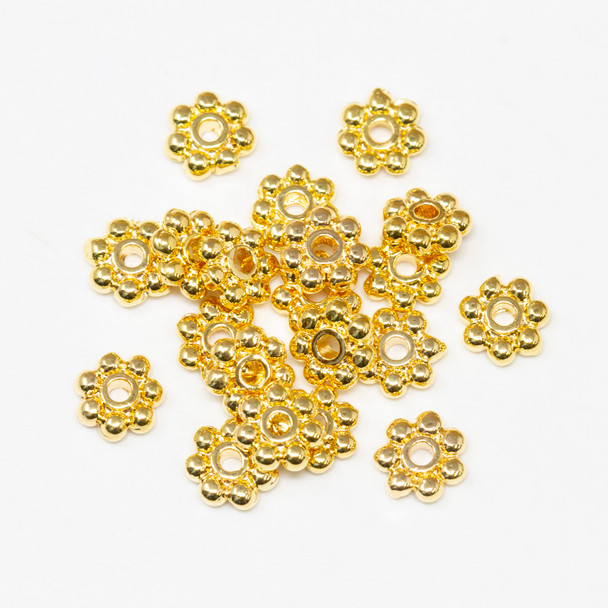 18K Gold Plated 5mm Daisy Spacer Beads - 20 Pieces
