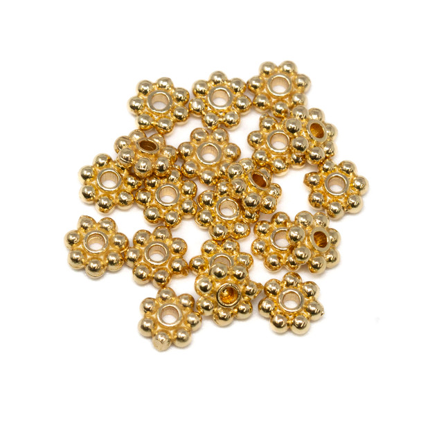 18K Gold Plated 5mm Daisy Spacer Beads - 1.5mm Hole - 20 Pieces