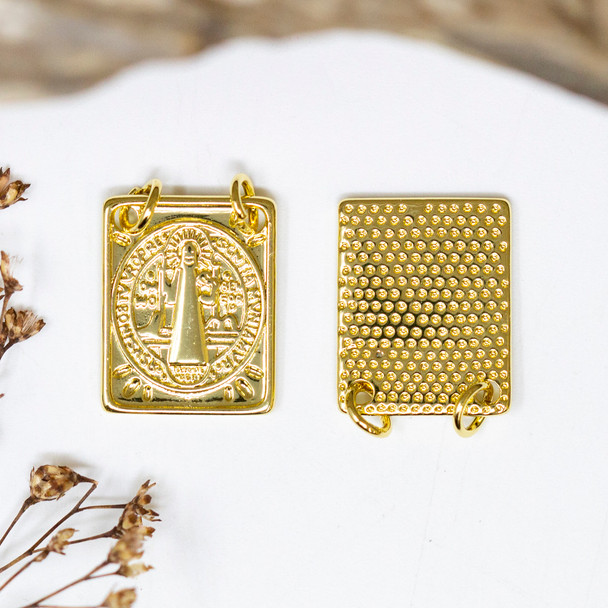 14K Gold Plated 19x14mm Virgin Mary 2 Hole Charm