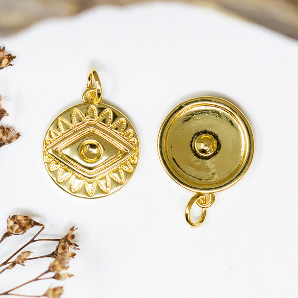 14K Gold Plated 14mm Evil Eye Charm