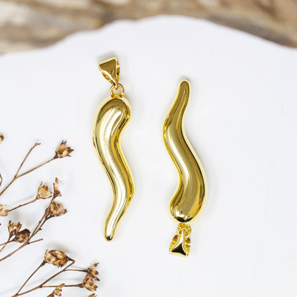 14K Gold Plated 29x8mm Chili Pepper Charm