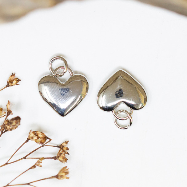 Platinum Plated 13mm Puff Heart Lock Charm