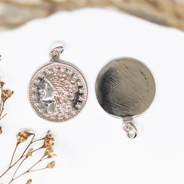 Platinum Plated 18mm Greek Goddess Coin Charm