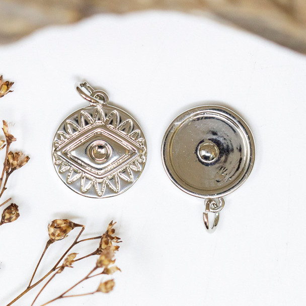 Platinum Plated 14mm Evil Eye Coin Charm