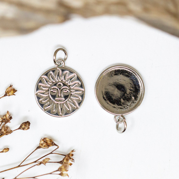 Platinum Plated 14mm Sun Face Charm