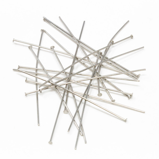 Stainless Steel 50mm 20 Gauge Flat Head Headpins - 20 Pieces