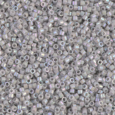 Delicas Size 11 Miyuki Seed Beads -- 1508 Opaque Light Smoke AB