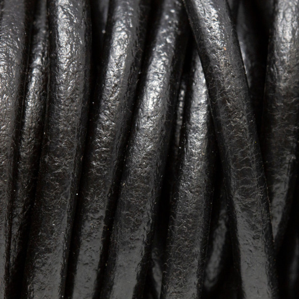 Black 4mm Leather Cord - Sold by the Foot