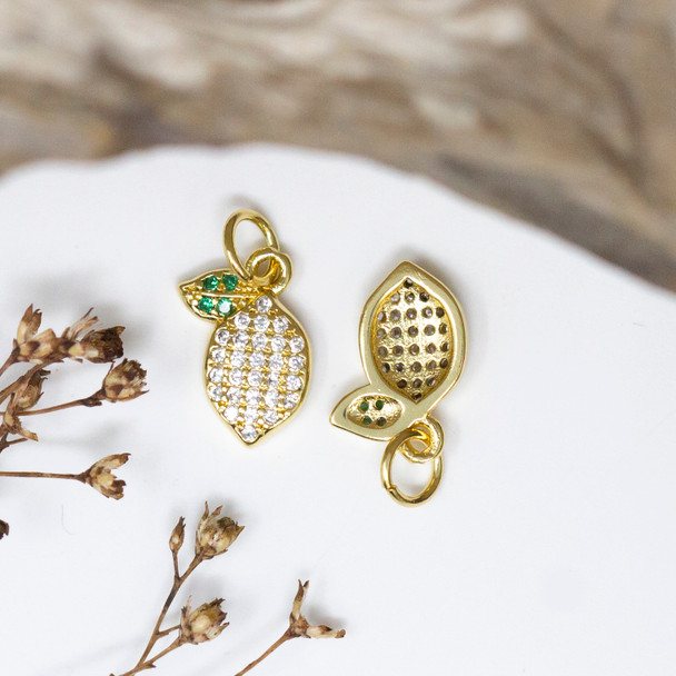 Gold Plated Micro Pave 12x8mm Lemon Charm