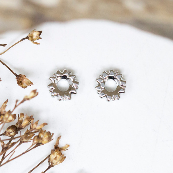 Platinum Plated Micro Pave 6x2.5mm Flowers Spacer Bead
